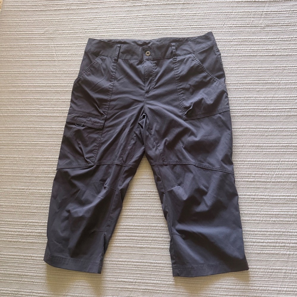 Columbia Omni-Shield Women's Gray Capri Hiking Cargo Pants Size 14 Outdoor Crop